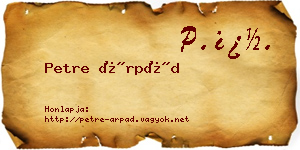 Petre Árpád névjegykártya